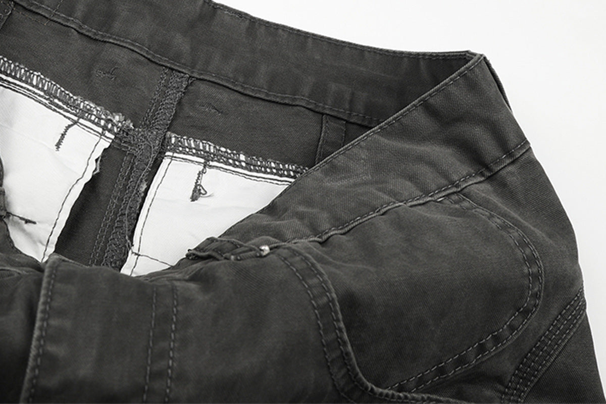 DAXUEN dark grey wide-leg cargo pants with silver spikes
