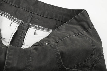 DAXUEN dark grey wide-leg cargo pants with silver spikes