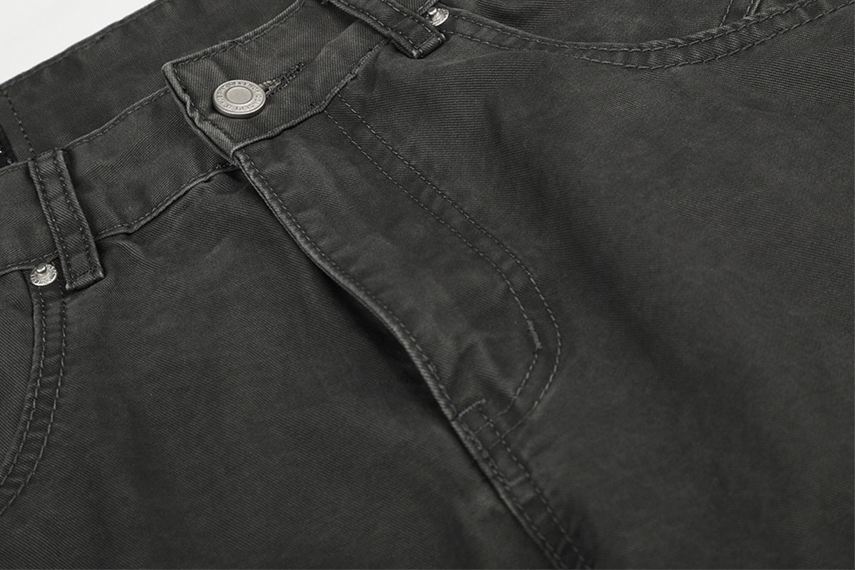 DAXUEN dark grey wide-leg cargo pants with silver spikes