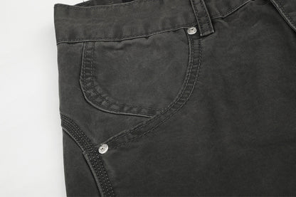 DAXUEN dark grey wide-leg cargo pants with silver spikes