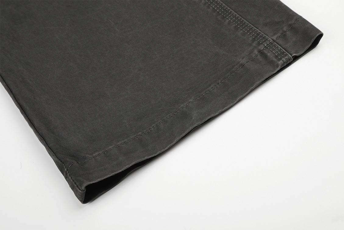 DAXUEN dark grey wide-leg cargo pants with silver spikes