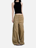 DAXUEN dark grey wide-leg pleated trousers