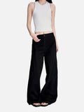 DAXUEN dark grey wide-leg pleated trousers