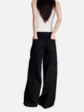 DAXUEN dark grey wide-leg pleated trousers