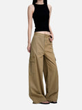 DAXUEN dark grey wide-leg pleated trousers