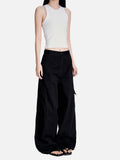 Dark Grey Wide-Leg Pleated Trousers