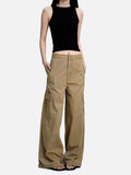 Dark Grey Wide-Leg Pleated Trousers