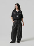 DAXUEN dark grey wide-leg trousers with pleats — model photo