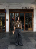 DAXUEN dark grey wide-leg trousers with pleats — model photo