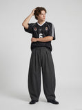 DAXUEN dark grey wide-leg trousers with pleats — model photo
