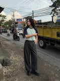 DAXUEN dark grey wide-leg trousers with pleats — model photo
