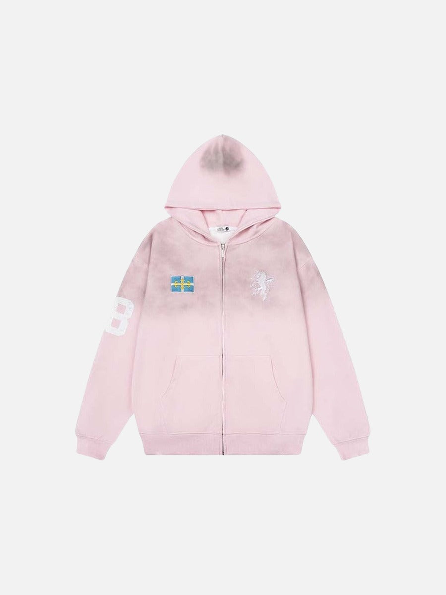 DAXUEN Dark Harvest oversized zip hoodie with graphics