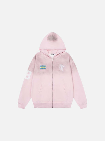 DAXUEN Dark Harvest oversized zip hoodie with graphics