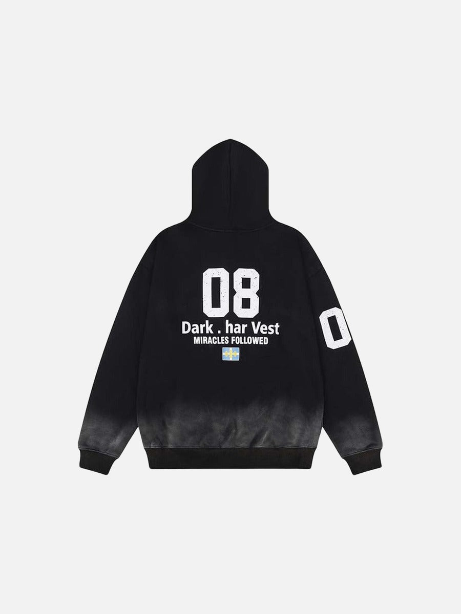 DAXUEN Dark Harvest oversized zip hoodie with graphics