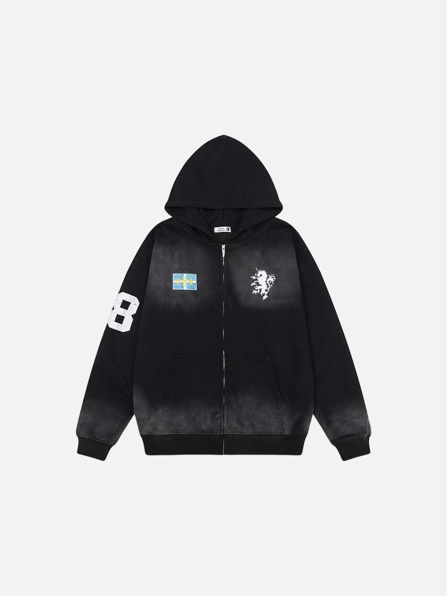 DAXUEN Dark Harvest oversized zip hoodie with graphics