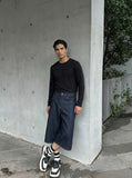 Dark Indigo Wide-Leg Denim Culottes