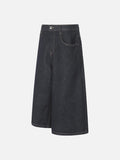 DAXUEN Dark indigo blue wide-leg cropped denim culottes