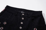 DAXUEN dark indigo wide-leg denim pants with plaid detail