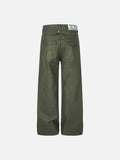 DAXUEN dark olive wide-leg trousers with plaid pockets