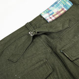 DAXUEN dark olive wide-leg trousers with plaid pockets