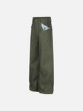 DAXUEN dark olive wide-leg trousers with plaid pockets