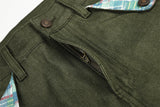 DAXUEN dark olive wide-leg trousers with plaid pockets