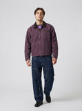 DAXUEN dark purple workwear jacket with corduroy collar — model photo