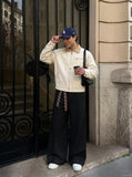 DAXUEN dark purple workwear jacket with corduroy collar — model photo