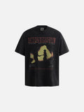 DAXUEN faded charcoal black oversized graphic tee