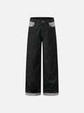 Dark Wash Colour Block Wide-Leg Jeans