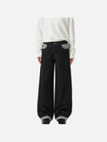 DAXUEN dark wash colour block wide-leg jeans