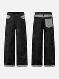 DAXUEN dark wash colour block wide-leg jeans