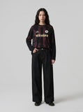 DAXUEN dark wash wide-leg denim trousers — model photo