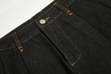 DAXUEN dark wash wide-leg denim trousers