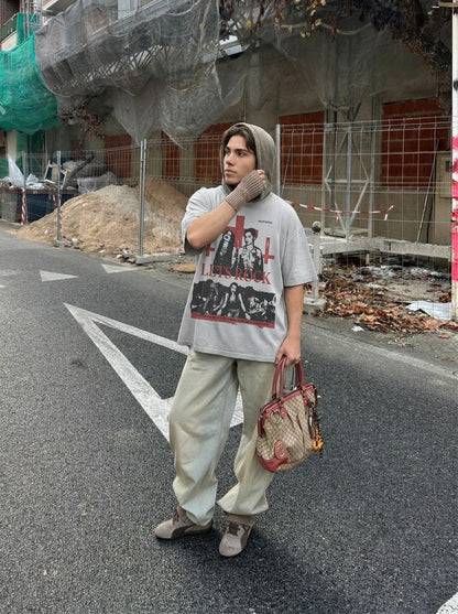 DAXUEN Oversized graphic t-shirt with bold prints — model photo
