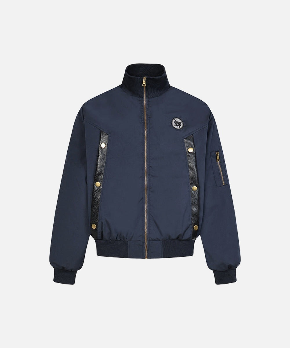 DAXUEN Deconstructed bomber jacket in navy blue and black