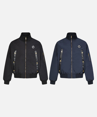 DAXUEN Deconstructed bomber jacket in navy blue and black