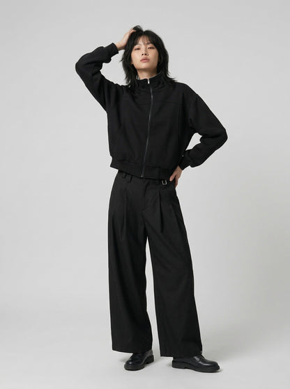 DAXUEN Deconstructed bomber jacket with ribbed cuffs and collar — model photo
