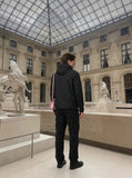 DAXUEN Lightweight hooded jacket with diagonal zipper — model photo