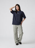 DAXUEN Short-sleeve oversized mock neck t-shirt — model photo