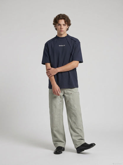 DAXUEN Short-sleeve oversized mock neck t-shirt — model photo