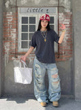 DAXUEN Deconstructed seam short sleeve t-shirt — model photo
