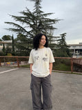 DAXUEN Deconstructed vintage graphic T-shirt — model photo