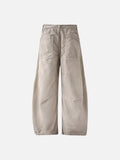 Deconstructed wide-leg cargo pants in light beige