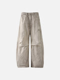 Deconstructed wide-leg cargo pants in light beige