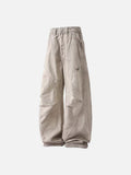 Deconstructed wide-leg cargo pants in light beige