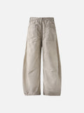 Deconstructed wide-leg cargo pants in light beige
