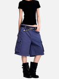 DAXUEN deep blue corduroy cargo shorts