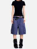DAXUEN deep blue corduroy cargo shorts