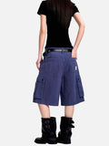 DAXUEN deep blue corduroy cargo shorts